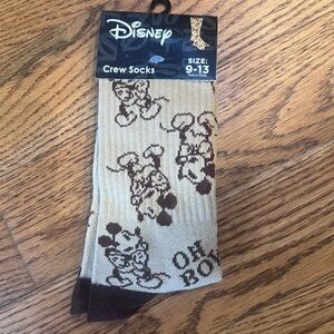 Disney Beige and Brown Mickey Mouse Socks men’s size 9-13